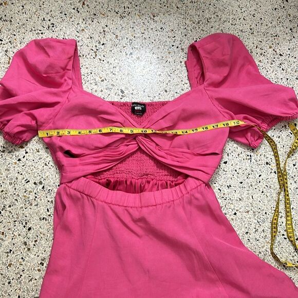Kate Spade pink twist bodice midi dress puff sleeve cut out 14 - Picture 6 of 7